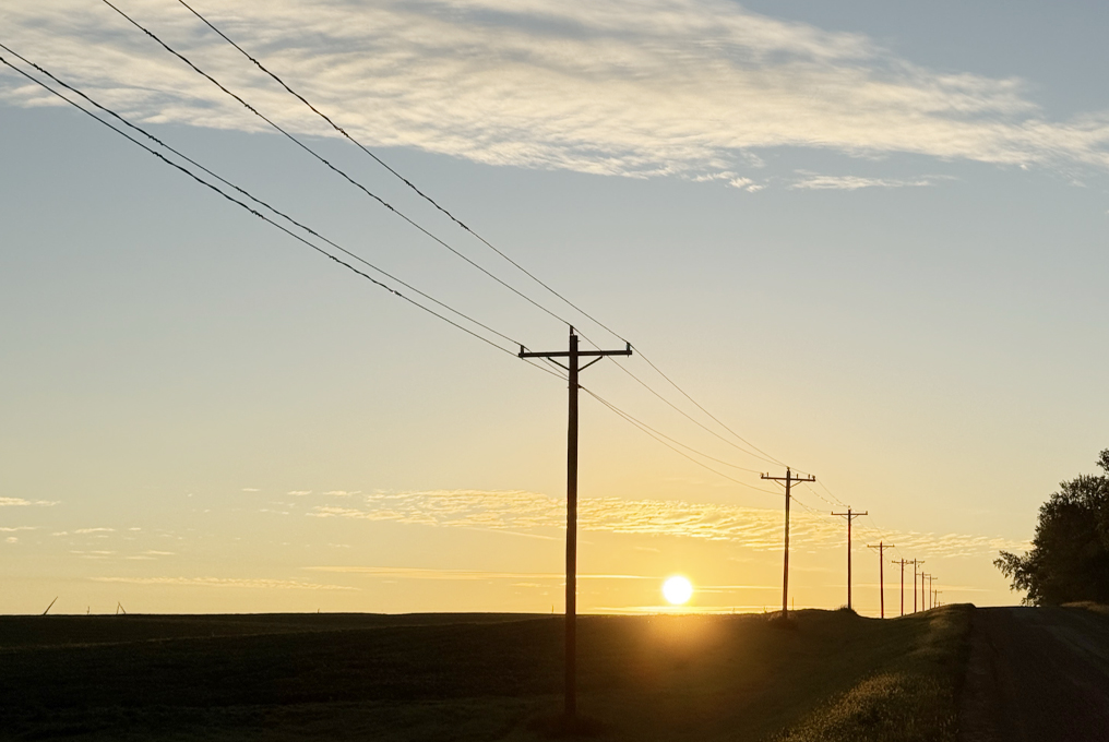 Powerlines with sunrise