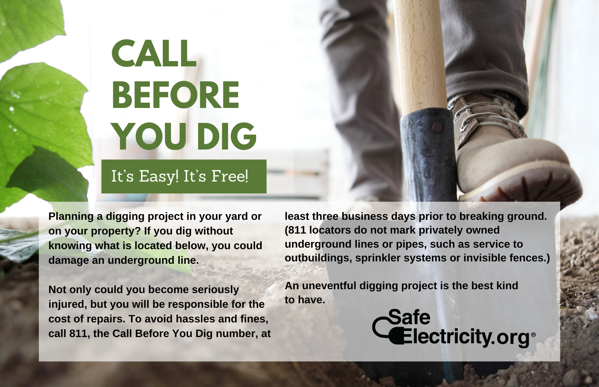 Safe Electricity Call Before You Dig Graphic