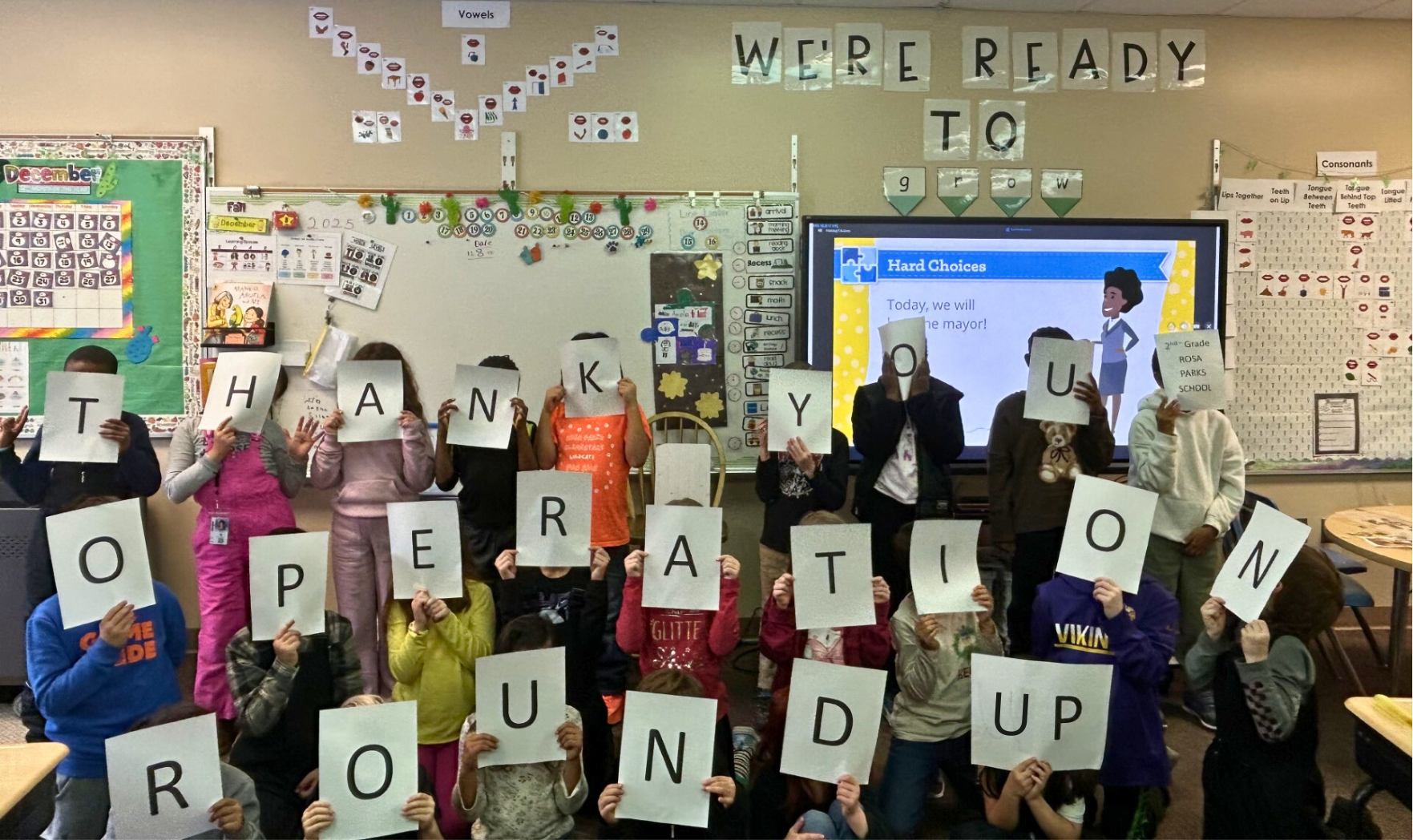 JA of South Dakota class at Rosa Parks says 'Thank you'