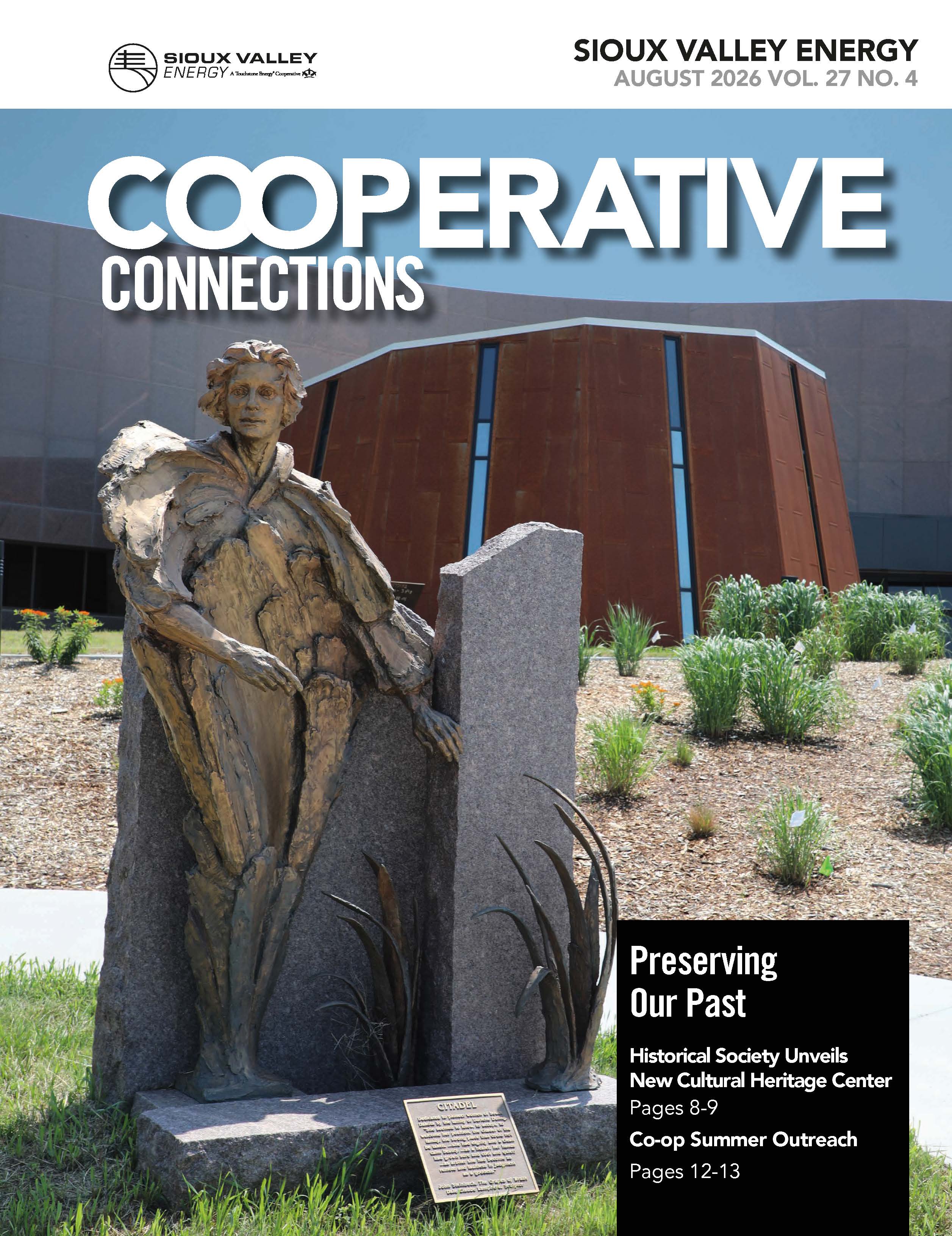 Magazine cover featuring statue of Pioneer Woman outside of South Dakota State Archives