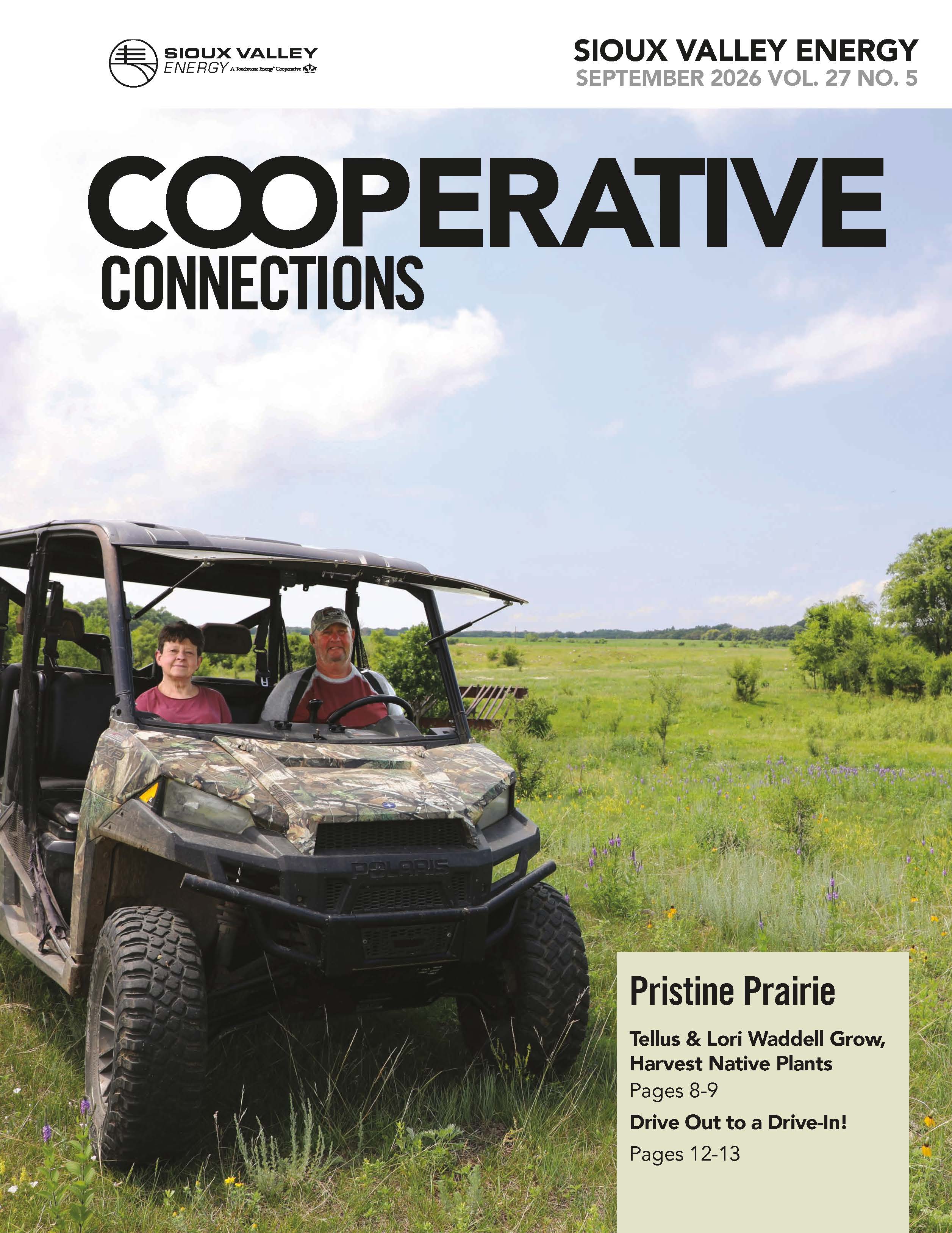 September 2026 magazine cover featuring a man and woman in a side-by-side in a pasture