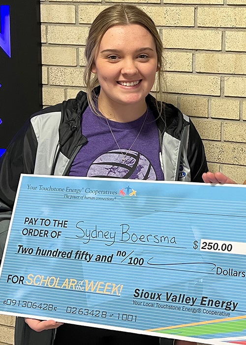 Sydney Boersma with Big Check