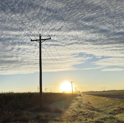 Powerlines and sunrise