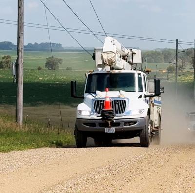 SVE truck on road north of Hartford
